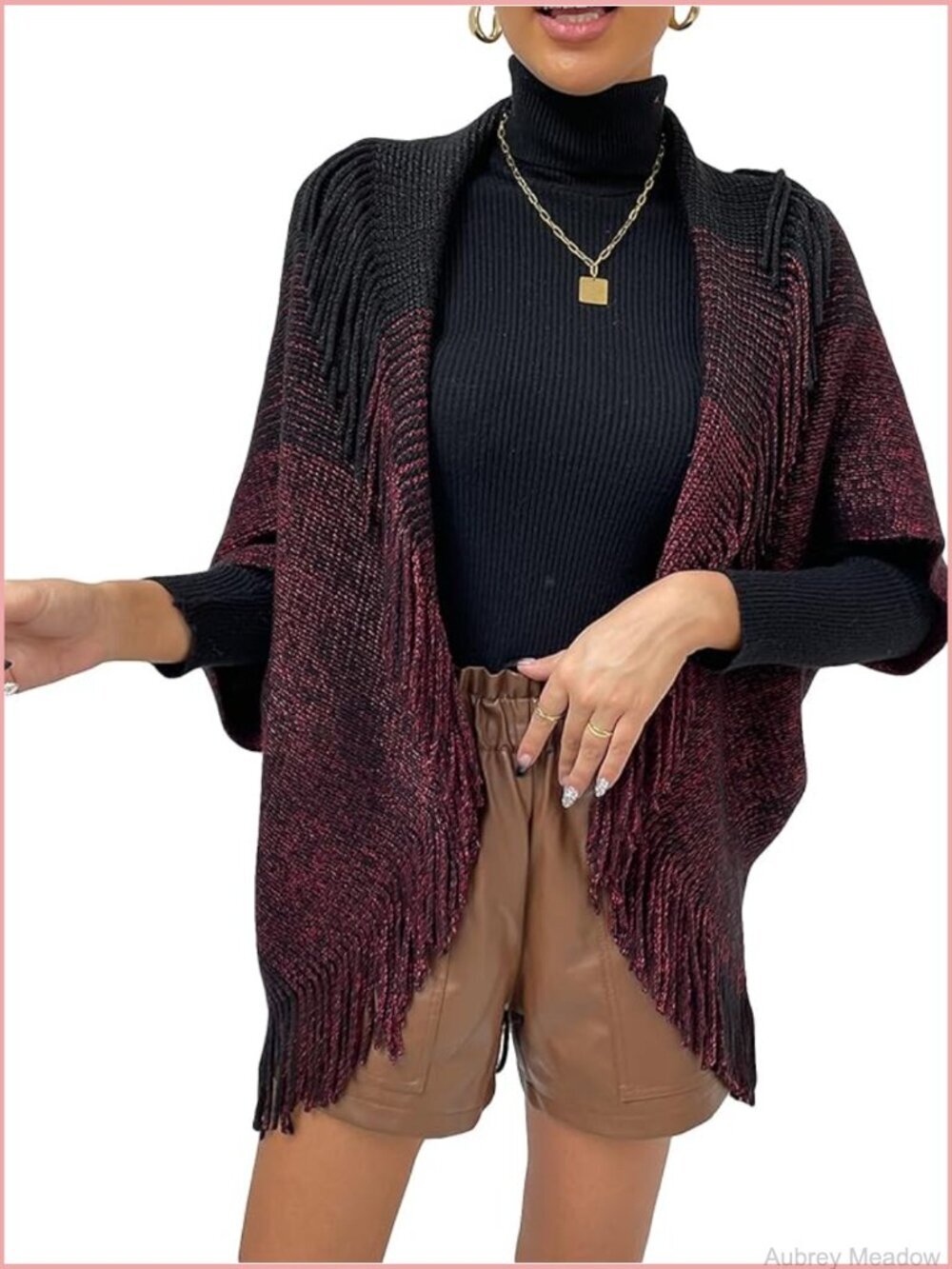 Open Front Long Sleeve Fringe Hem Asymmetrical Cardigan Knit Sweater